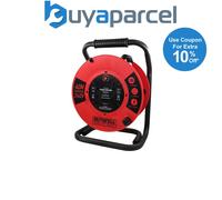 Faithfull 40M Open Cable Reel, 4 Socket Extension Lead with Winding Handle - 240V, 13A
