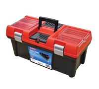 Faithfull FAITB20 Plastic Toolbox with Organiser Lid and Tote Tray 52cm (20in), Red / Black