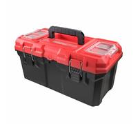 Faithfull Plastic Toolbox 476mm (19in) - Durable Polypropylene Tool Box with Removable Tote Tray, Dual-Lid Organisers & Steel Latches - Dustproof & Water-Resistant Storage Case for Tools & Accessories