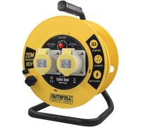 Faithfull Open Cable Reel 110V 20m 16A 2 Socket (1.5mm Cable)