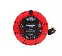 Faithfull Power Plus Cable Reel 240V 10A 4-Socket 10M Multi Colour (One Size)