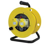 Faithfull Power Plus CR2516 Open Drum Cable Reel 110V 16A 2-Socket 25m