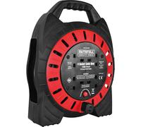 Faithfull FPPCR10MSE Enclose Cable Reel 10M 13Amp 240V 4 sockets, Red/Black