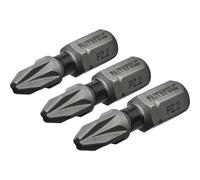 Faithfull Pozidriv Impact Screwdriver Bits PZ2 25mm Pack of 3