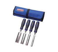 Faithfull Premium Soft Grip Chisel Set With Roll - 4 Essential Tools For Precision Woodworking