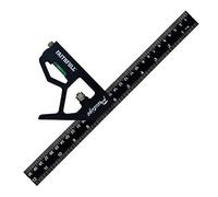 Faithfull Prestige Combination Square Black Aluminium 300mm (12in) - Multi-Function Measuring & Layout Tool with Spirit Level & Marking Scribe for Woodworking & Metalwork