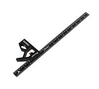 Faithfull Prestige Combination Square Black Aluminium 400mm (16in) - Multi-Function Measuring & Layout Tool with Spirit Level & Marking Scribe for Woodworking & Metalwork