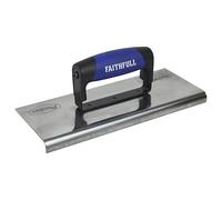 Faithfull Prestige Curved Edging Trowel, Stainless Steel Blade & Soft-Grip Handle for Shaping Steps & Verges - 10 x 4 Inch
