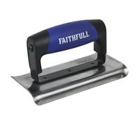 Faithfull Prestige Curved Edging Trowel, Stainless Steel Blade & Soft-Grip Handle for Shaping Steps & Verges - 6 x 3 Inch