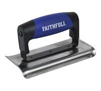 Faithfull Prestige Curved Edging Trowel, Stainless Steel Blade & Soft-Grip Handle for Shaping Steps & Verges - 6 x 3 Inch