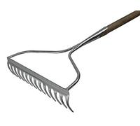 Faithfull Prestige Garden Rake - Stainless Steel with Ash Handle 1625mm Length, 350mm Head