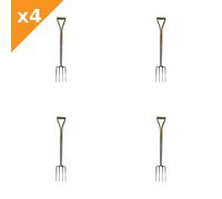 Faithfull Prestige Stainless Steel Border Fork Ash Handle - 4 Pack
