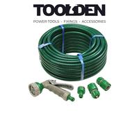 Faithfull PVC Reinforced Hose 15m Fittings & Spray Gun