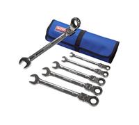 Faithfull Ratchet Combination Spanner Set In Tool Roll, 6 Piece