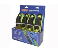Faithfull - Ratchet Tie-Downs 5m x 25mm Green 4x Pieces