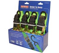 Faithfull Ratchet Tie-Downs 5m x 25mm Green 4 Piece
