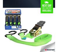 Faithfull - Ratchet Tie-Downs 5m x 25mm Green 4x Pieces