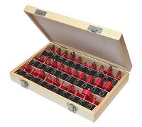 Faithfull RBS30 Tungsten Carbide Router Bit Set in Carry Case (30 Pieces), red, shank: 6.3mm (1/4in)