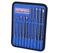 Faithfull SDS Plus Masonry Drill Bit Set - 10 Piece Fixing Set with Tungsten Carbide Tips & Fabric Wallet - 5.5mm to 12mm, Compatible with SDS+