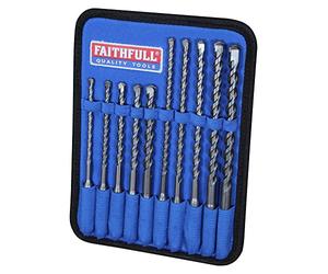 Faithfull SDS Plus Masonry Drill Bit Set - 10 Piece Fixing Set with Tungsten Carbide Tips & Fabric Wallet - 5.5mm to 12mm, Compatible with SDS+
