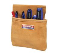 Faithfull Single Pocket Nail Pouch - Tan | Double Stitched & Rived Tool Pouch with Loop for Separate Belt for Carpenters, Roofers & Joiners