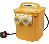 Faithfull Site Transformer - 3.3 kVA, 110V, 16A, 240V Input, Twin Outlet (2 socket) Heavy-Duty Waterproof IP44 Case with Thermal Overload Protection, Power Supply for Industrial Tools
