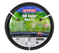 Faithfull Soaker Hose Kit 15M (49ft) 12.5mm (1/2in) - Micro Porous Water-Saving Garden Drip Irrigation Hose, UV & Frost Resistant with Quick Fitting Pressure Reducer & Sealing Plug