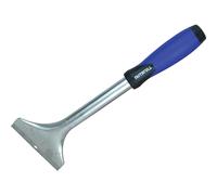 Faithfull Heavy-Duty Long Handle Scraper with 5 Replacement Blades for Removing Paper & Vinyl Wall Coverings - 100mm (4in) Blade, 300mm (12in) Length