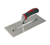 Faithfull Soft-Grip Notched Floor/Wall Tile Trowel - 280 x 115mm, 6mm Notch | Tiling Trowel with Stainless Steel Blade, 6mm Notches & Comfort Grip for Applying Adhesive & Mortar