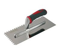 Faithfull Soft-Grip Notched Floor / Wall Tile Trowel for Applying Adhesive, Stainless Steel Blade 280 x 115mm (11 x 4.5") - 6mm Notch
