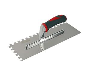 Faithfull Soft-Grip Notched Floor/Wall Trowel - 330 x 115mm, 10mm Notch | Tiling Trowel with Stainless Steel Blade,10mm Notches & Comfort Grip for Applying Adhesive & Mortar