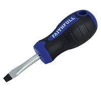 Faithfull Screwdriver FAISDFS - Soft-Grip Stubby Flared Slotted Tip 6.5 x 38mm