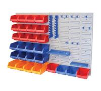 Faithfull Storage Bin Set With Wall Panels 43 Piece Multi Colour (One Size)