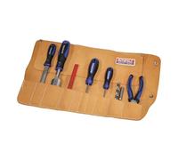 Faithfull Suede Leather Tool Roll - 10 Pocket, Water Resistant Hand Tool Organiser with Press Stud Fastening for Carpenters, Woodworkers, Mechanics & DIY - 48 x 27cm - Tan