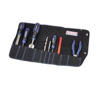 Faithfull Suede Leather Tool Roll - 10 Pocket, Hand Tool Organiser with Press Stud Fastening for Carpenters, Woodworkers, Mechanics & DIY - 48 x 27cm - Black
