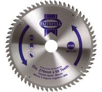 Faithfull TCT Cross Cut Mitre Saw Blade 216mm 60T 30mm