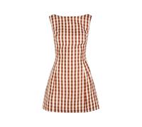 Faithfull The Brand Sofia Checked Linen Mini Dress - Light Brown - S (UK8-10 / S)
