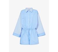 Faithfull the Brand Womens Barati Strp W Pelos Capaci Drawstring-waist Striped Cotton-poplin Playsuit Xl