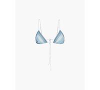 Faithfull the Brand Womens Futura Stripe/sky Blue Elea Triangle Stretch Recycled-polyamide Bikini Top Xs