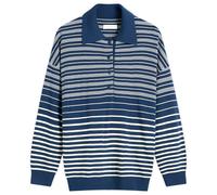Faithfull The Brand Women's Harlow Oversized Polo Top Scandi Stripe Navy Cream Medium