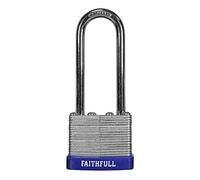 Faithfull Tools PLLAM40LS 40 mm Long Shackle Laminated Steel Padlock with 3 Keys - Blue