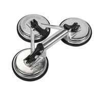Faithfull Triple Pad Aluminium Pro Suction Lifter 120mm - Heavy Duty Glass, Tile & Marble Lifting Tool for Tiling, Glazing & Installation - Load Capacity 150kg Vertical / 130kg Horizontal