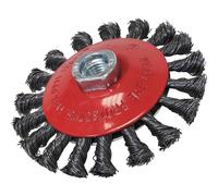Faithfull 12100101500 Conical Wire Brush 100Mm M10X1.5 Bore 0.50Mm Wire