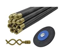 Faithfull Universal Drain Clean Set (10 X Rods Plunger & Worm) Multi Colour (One Size)