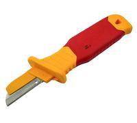 Faithfull VDE Cable Knife 200mm - Wire Cutting Tool with Sharp, Flat 60 CRV Steel Blade, Insulated PP & TPR Ergonomic Handle with Non-Slip Grip for Electrical Installations & General Maintenance