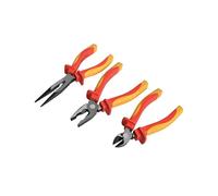 Faithfull Vde Plier Set With Pouch 3 Piece in Red Faithfull Red