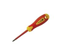 Faithfull Vde Soft Grip Screwdriver Phillips Tip Ph2 X 100Mm in Red Faithfull Red