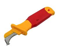 Faithfull VDE Stripping Knife with Guiding Shoe - Wire Stripping Tool with Sharp, Curved 60 CRV Steel Blade, Insulated PP & TPR Ergonomic Handle with Non-Slip Grip for Electricians & Technicians