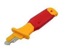 Faithfull VDE Stripping Knife with Hook Blade - Cable & Wire Stripping Tool with Sharp, Hooked 60 CRV Steel Blade, Insulated PP & TPR Ergonomic Handle with Non-Slip Grip for Electricians & Technicians