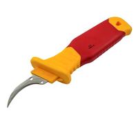Faithfull VDE Stripping Knife with Sickle Blade - Wire Stripping Tool with Sharp, Curved 60 CRV Steel Blade, Insulated PP & TPR Ergonomic Handle with Non-Slip Grip for Electricians & Technicians